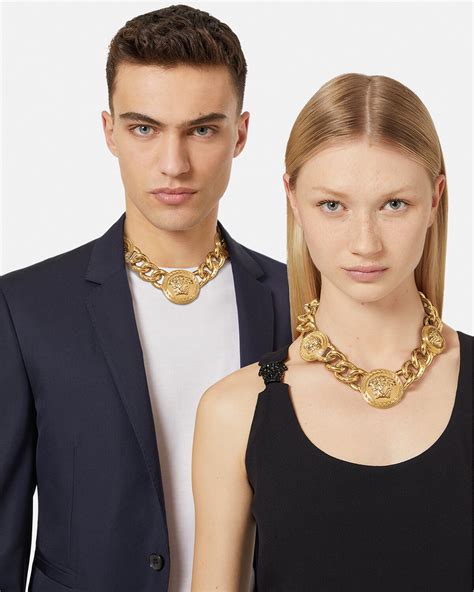 versace chain medusa necklace free shipping|Versace Medusa necklace.